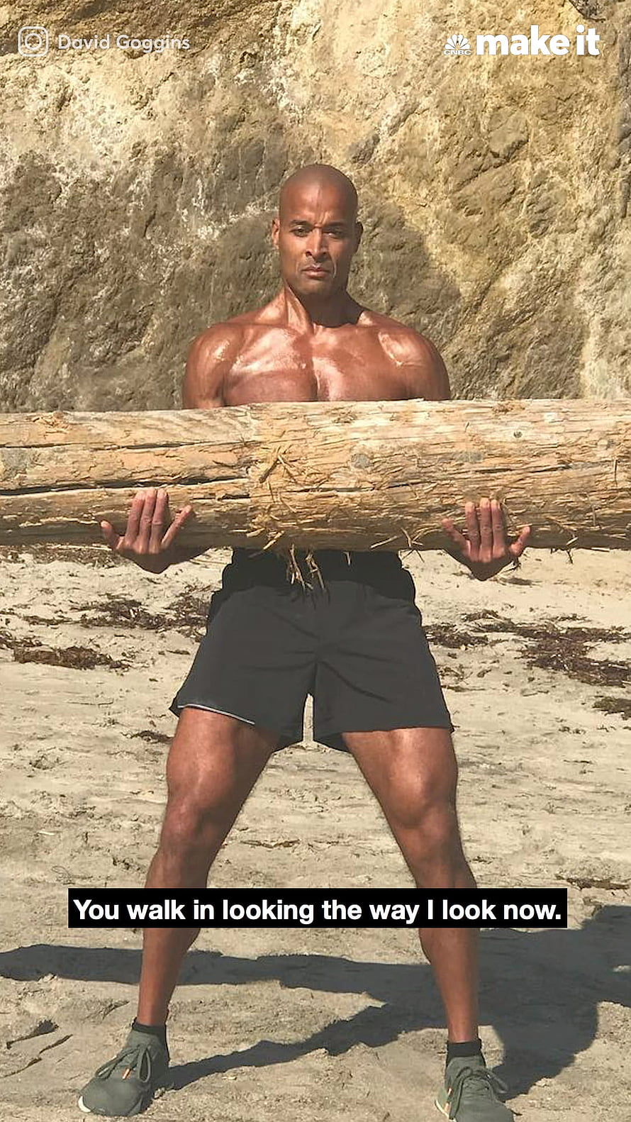 David Goggins Carrying Heavy Log on Beach During Intense Outdoor Workout HD phone wallpaper