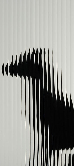 Minimalist Black and White Abstract Shadow Pattern on Vertical Striped Background HD phone wallpaper