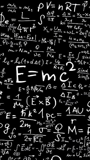 Handwritten Physics and Mathematics Equations on Black Background HD phone wallpaper