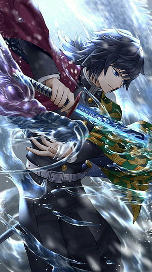 Giyu Tomioka Water Breathing Demon Slayer Anime Wallpaper HD phone wallpaper