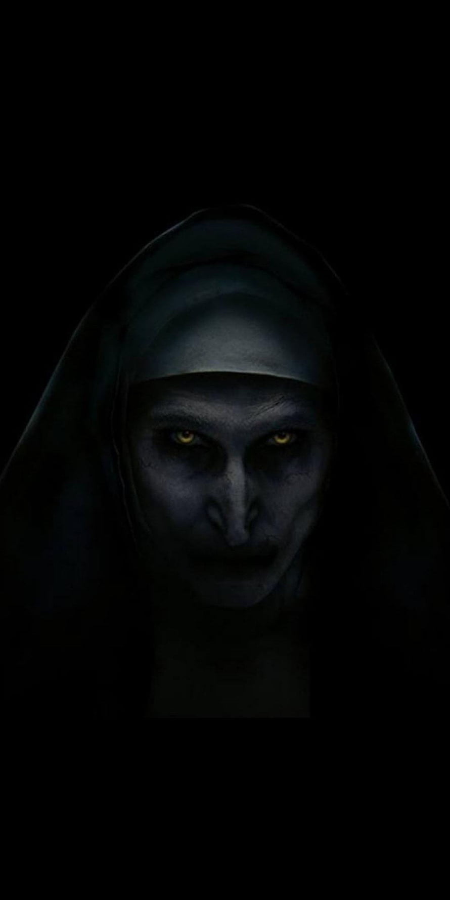 Eerie Hooded Ghost Face with Glowing Yellow Eyes in Dark Horror Portrait HD phone wallpaper