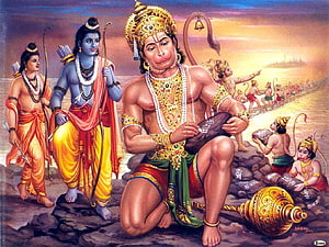 Hanuman Carrying Ram Setu Stones with Rama and Lakshmana in Traditional Indian Art, Know the controversies about Ram Setu, #ram setu HD wallpaper