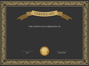 Elegant Black and Gold Certificate Template with Ornate Border and Seal HD wallpaper