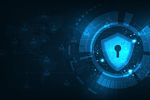 Digital Cybersecurity Shield with Global Network Connections and User Icons HD wallpaper