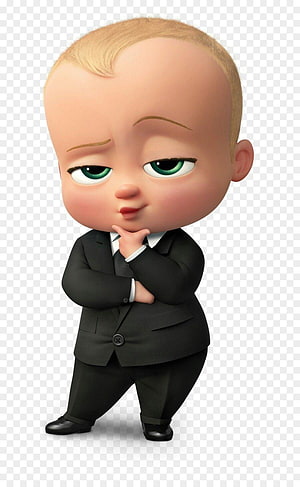 Boss Baby 3D Animated Character in Black Business Suit with Arms Crossed HD phone wallpaper