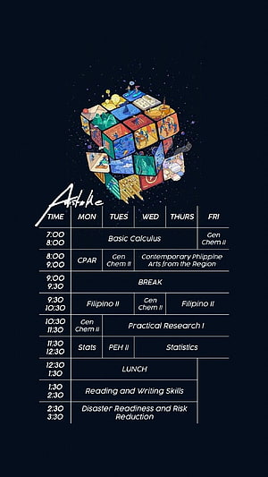 Colorful Isometric Cube Illustration Above a Weekly Class Schedule Timetable HD phone wallpaper