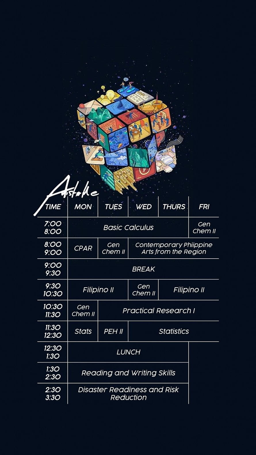 Colorful Isometric Cube Illustration Above a Weekly Class Schedule Timetable HD phone wallpaper
