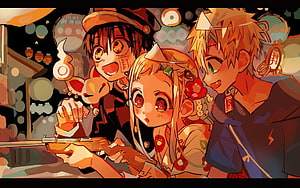 Natsume Yuujinchou Anime Characters at Summer Festival Night Scene HD wallpaper