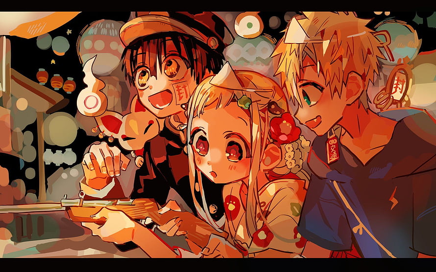 Natsume Yuujinchou Anime Characters at Summer Festival Night Scene HD wallpaper