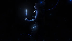 Ezreal Star Guardian Skin Holding Glowing Blue Orb in Dark Space HD wallpaper