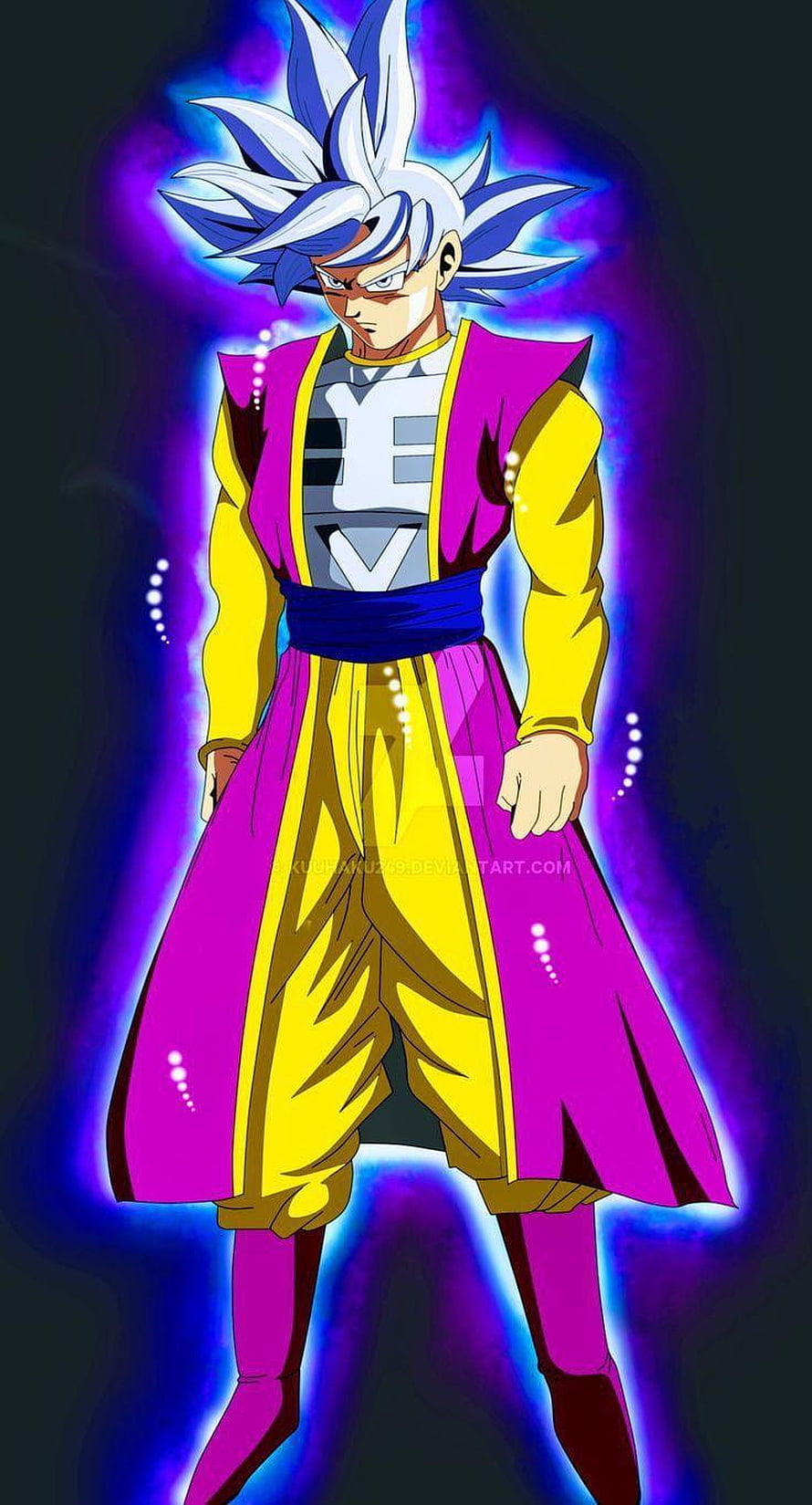 Goku Ultra Instinct Omni King Concept Art with Purple Aura HD phone wallpaper