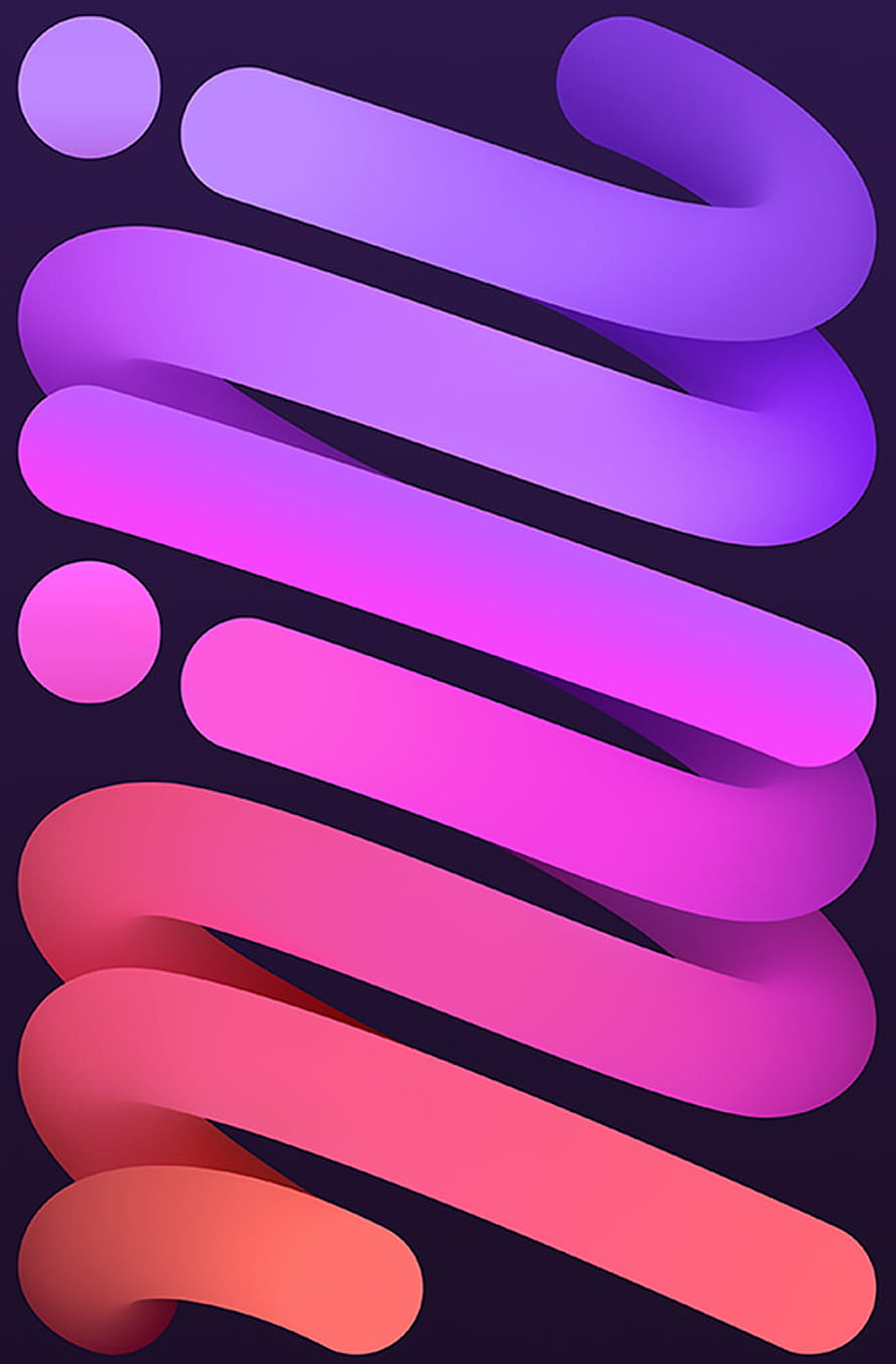 Abstract 3D Gradient Curves Wallpaper - Purple Pink Orange Wavy Shapes HD phone wallpaper