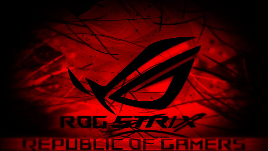 ASUS ROG Strix Republic of Gamers Red Gaming Logo Wallpaper HD wallpaper