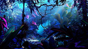 Avatar Frontiers of Pandora Bioluminescent Jungle Landscape HD wallpaper