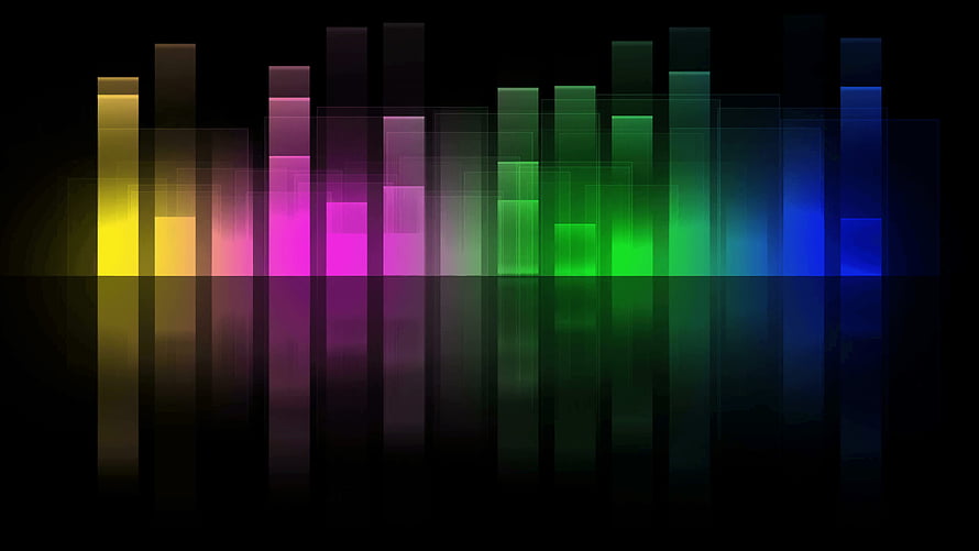 Vibrant Spectrum Audio Equalizer Bars on Black Background HD wallpaper