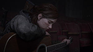 Ellie resting with guitar in The Last of Us Part II HD wallpaper