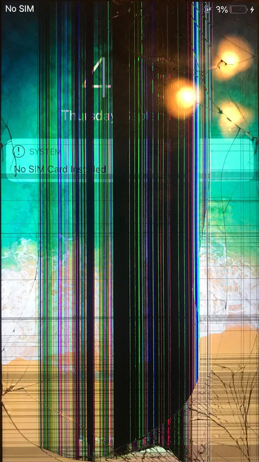 Glitch Art Smartphone Screen With Vertical Color Distortion And Cracked Glass Overlay HD phone wallpaper