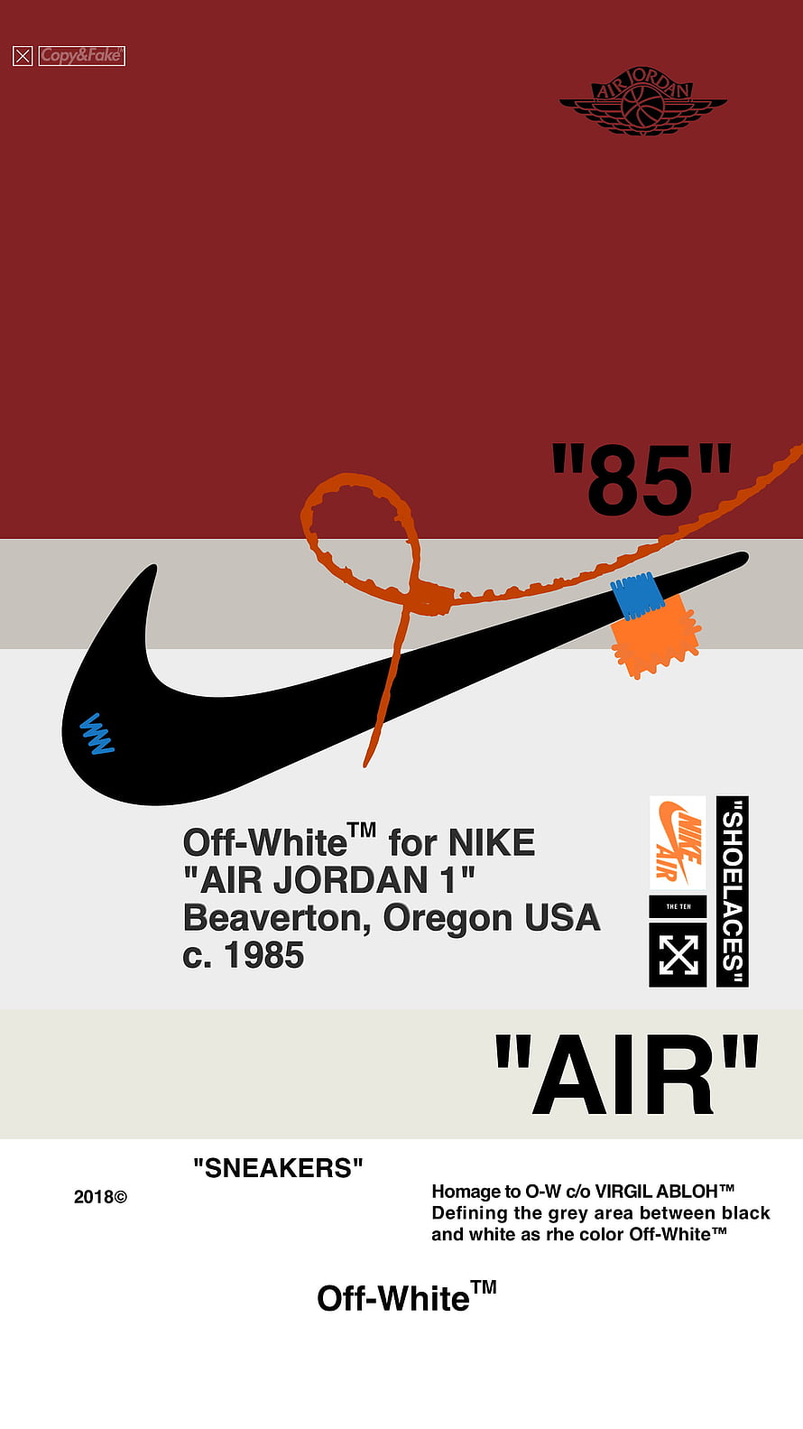 Off-White x Nike Air Jordan 1 Graphic Poster Art HD phone wallpaper