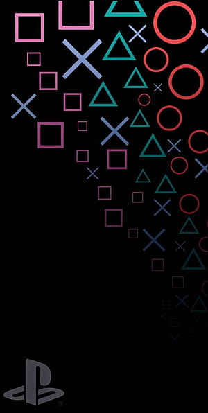 PlayStation Controller Button Shapes on Black Background HD phone wallpaper