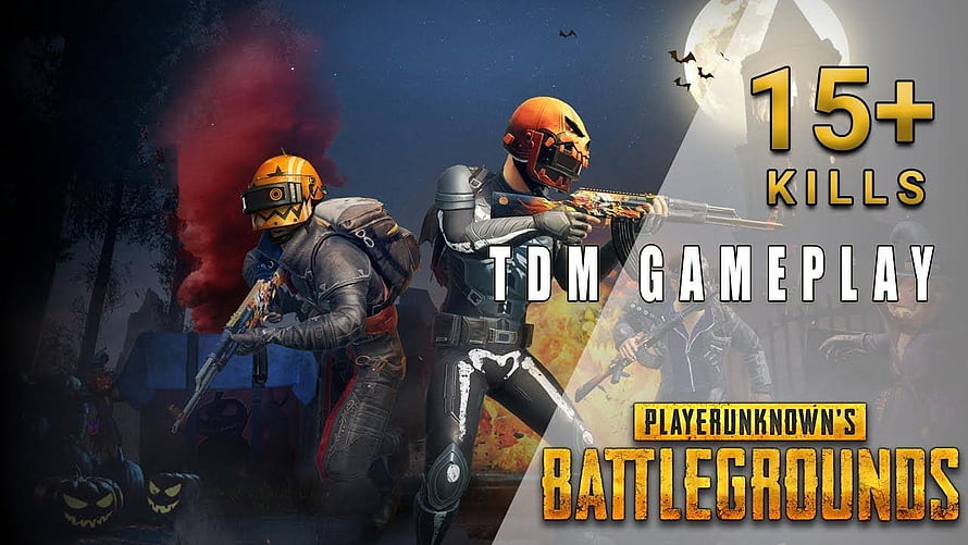 PUBG Mobile Halloween TDM Gameplay with Skull Helmets and Night Scene HD wallpaper