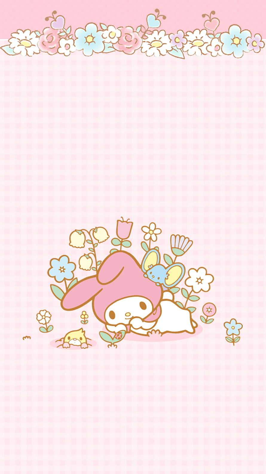 My Melody Sleeping in a Pastoral Garden with Kawaii Friends and Spring Flowers HD phone wallpaper