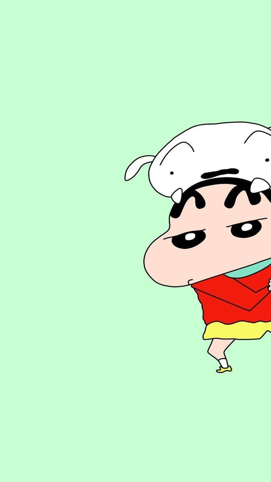 Shin-chan in a White Rabbit Costume on a Mint Green Background HD phone wallpaper