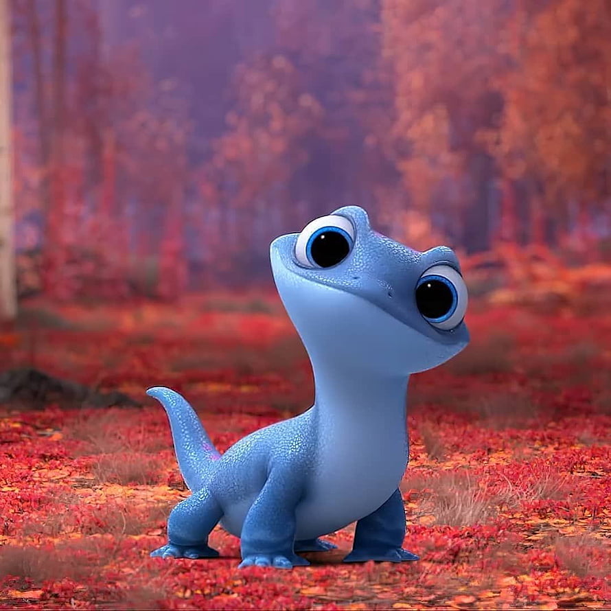 Bruni the Blue Dragon from Frozen 2 Standing in Autumn Forest HD phone wallpaper