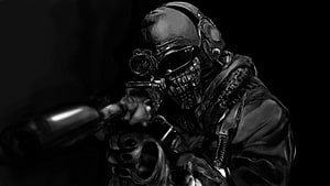 Call of Duty Ghost Soldier in Tactical Gear with Skull Mask and Weapon HD wallpaper