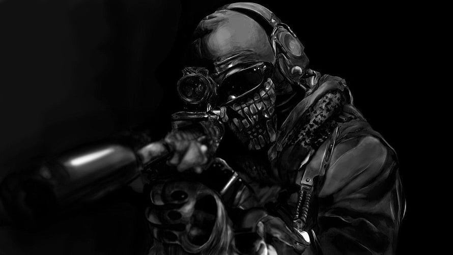 Call of Duty Ghost Soldier in Tactical Gear with Skull Mask and Weapon HD wallpaper