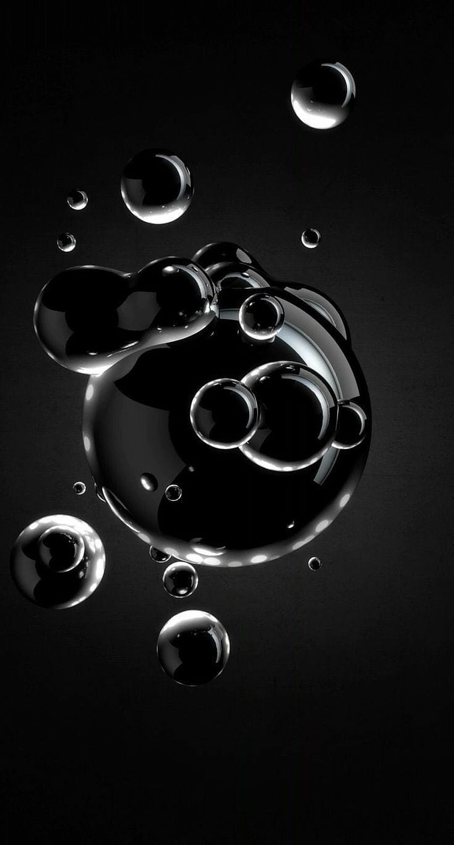Monochrome Water Bubbles and Droplets on a Dark Background HD phone wallpaper