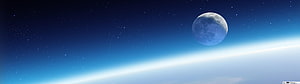 Blue Moon Rising Over Earth's Curved Horizon in Deep Space HD wallpaper