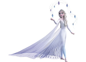 Elsa from Frozen 2 in White Ice Dress Creating Magic Crystals HD wallpaper