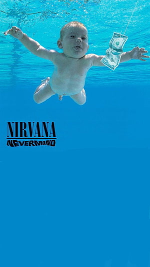 Nirvana Nevermind Album Cover Baby Swimming Underwater Reaching for Dollar Bill HD phone wallpaper