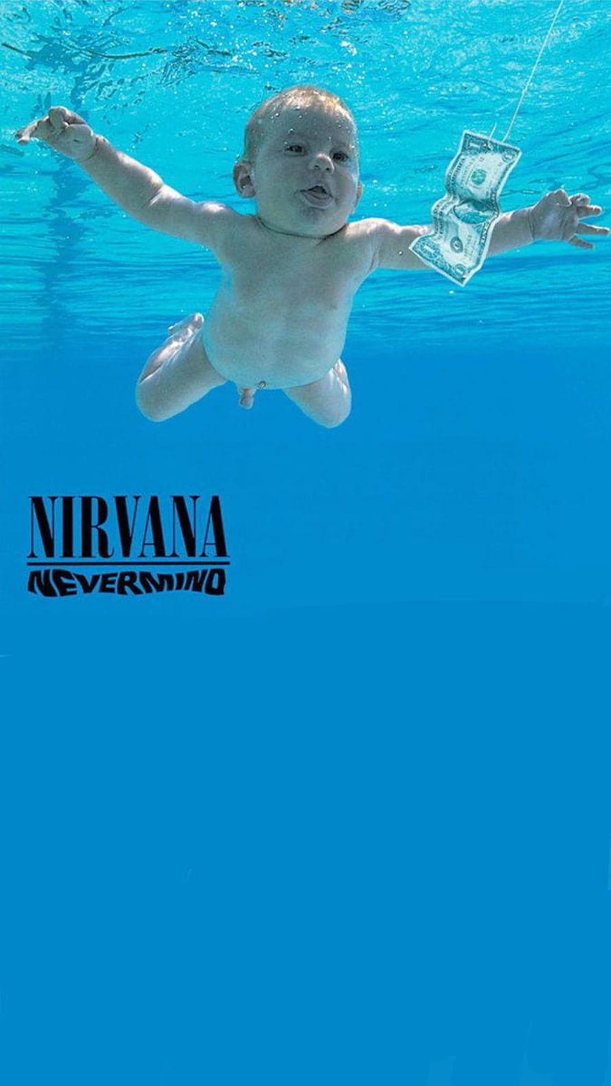 Nirvana Nevermind Album Cover Baby Swimming Underwater Reaching for Dollar Bill HD phone wallpaper
