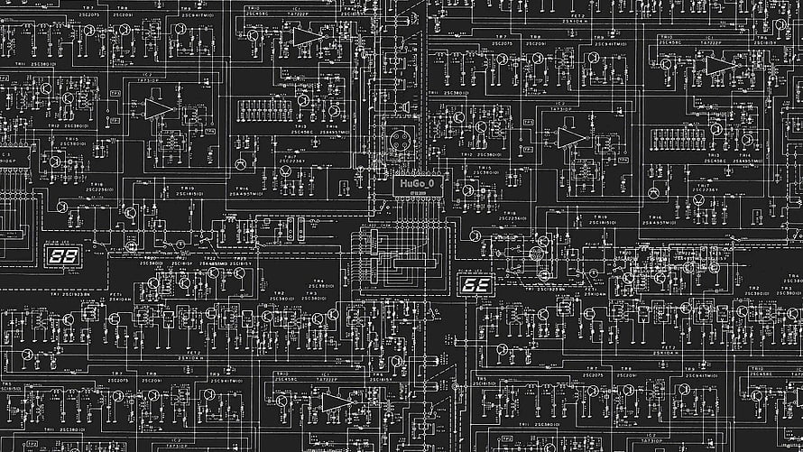 Intricate Electronic Circuit Schematic Diagram on Dark Background HD wallpaper