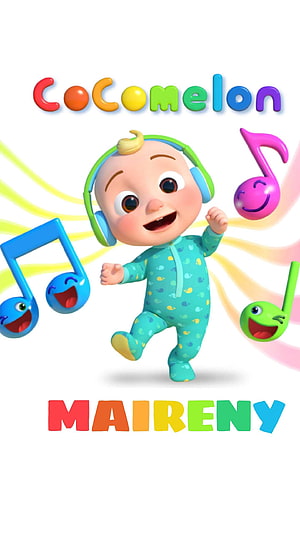 Cocomelon JJ Dancing with Colorful Musical Notes in Teal Onesie HD phone wallpaper