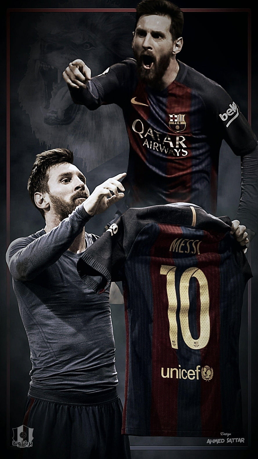 Lionel Messi FC Barcelona Number 10 Jersey Celebration Composite HD phone wallpaper