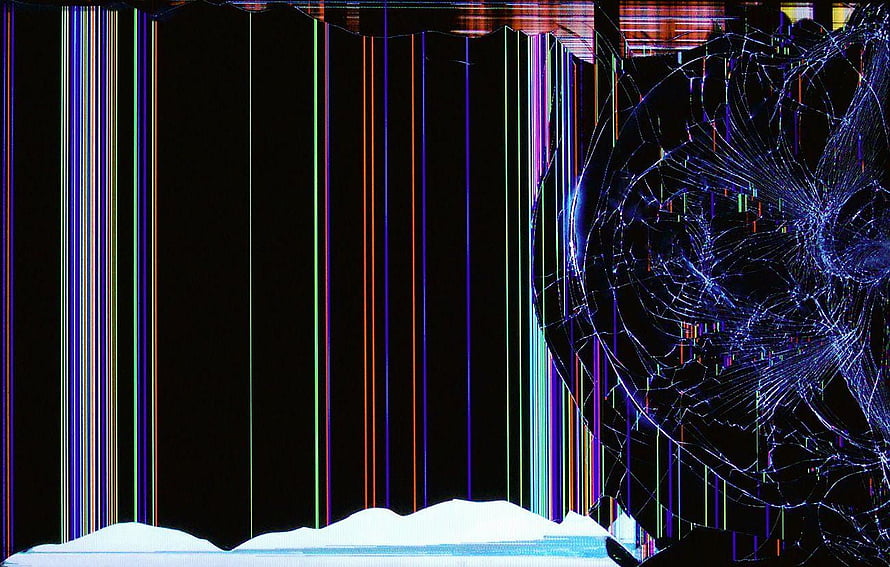 Abstract Glitch Art with Vertical Color Stripes and Fractured Digital Sphere HD wallpaper