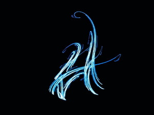 Glowing Neon Letter H Calligraphy Design on Black Background HD wallpaper