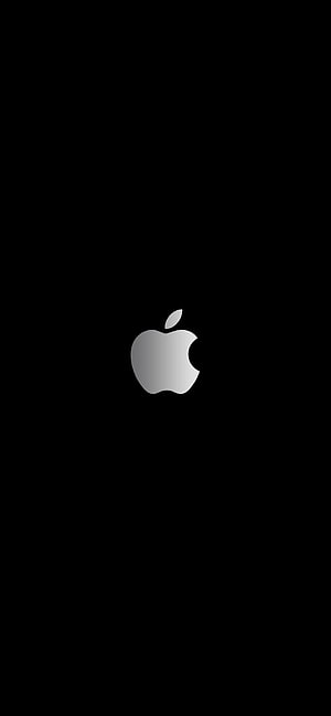 Minimalist Apple Logo Wallpaper with Silver Gradient on Black Background HD phone wallpaper