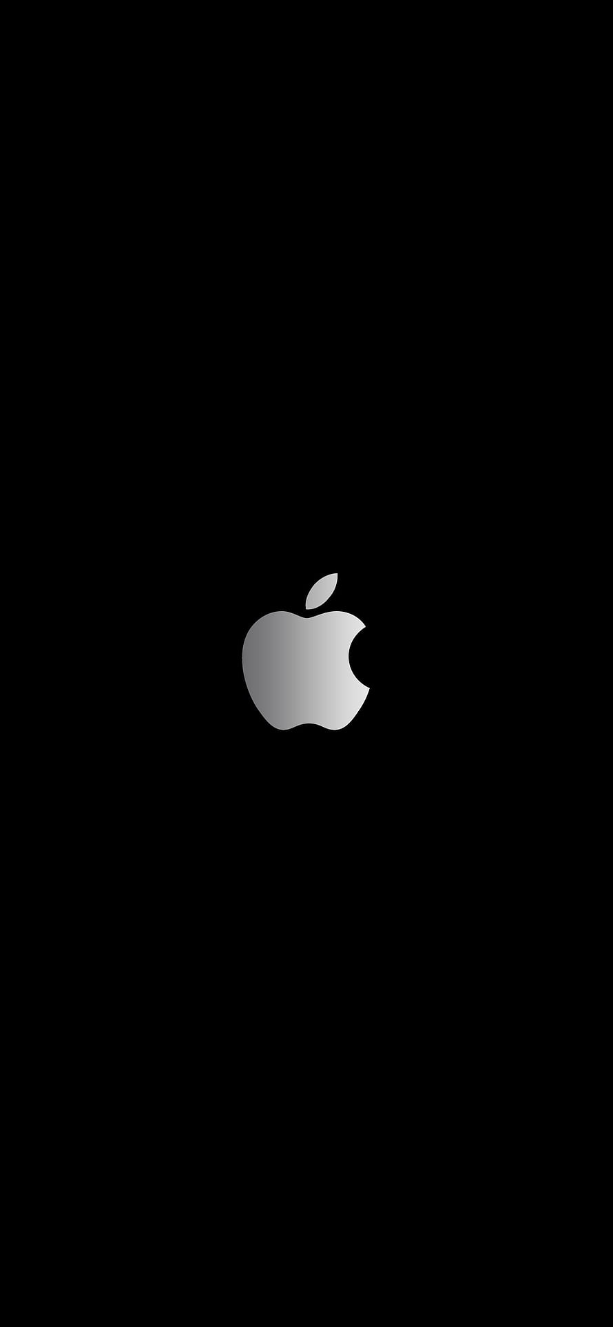 Minimalist Apple Logo Wallpaper with Silver Gradient on Black Background HD phone wallpaper