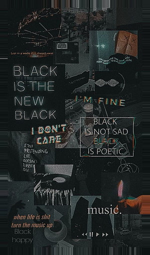 Dark Aesthetic Collage Wallpaper With Black Is The New Black Quote And Glitch Art Style HD phone wallpaper