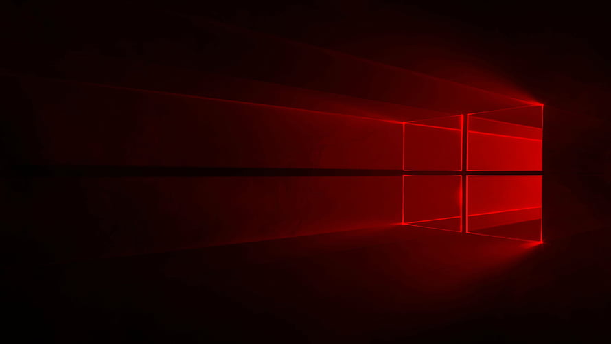 Windows 10 Default Red Logo in Dark Minimalist 3D Perspective HD wallpaper