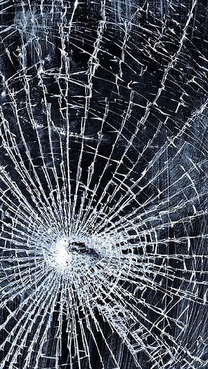 Shattered Glass Texture With Impact Fracture Pattern On Dark Background HD phone wallpaper