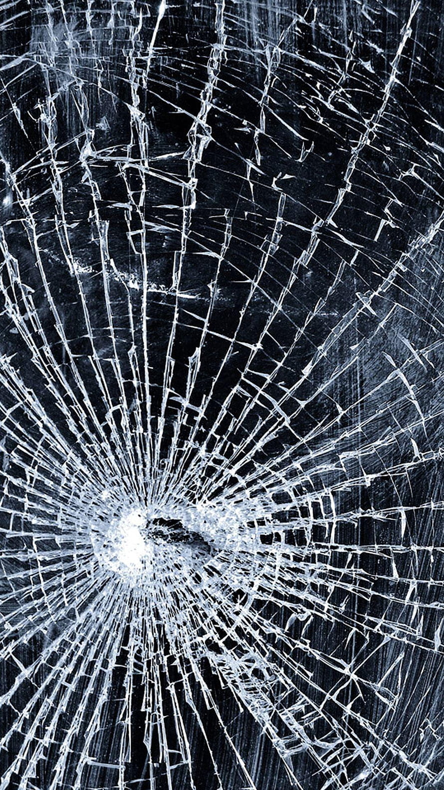 Shattered Glass Texture With Impact Fracture Pattern On Dark Background HD phone wallpaper