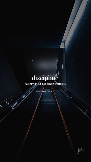 Dark Minimalist Escalator with Discipline Quote for Motivational Desktop HD phone wallpaper