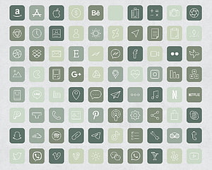 Forest Green Minimalist App Icon Grid with Social Media and Tech Logos HD wallpaper