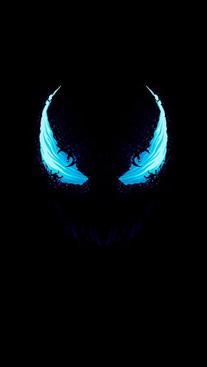 Venom Character With Glowing Blue Eyes In Dark Silhouette HD phone wallpaper