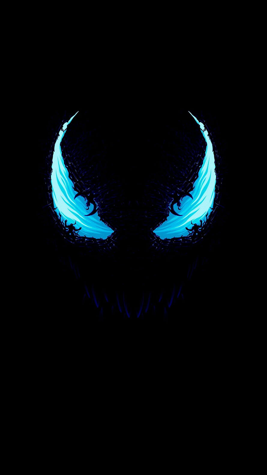Venom Character With Glowing Blue Eyes In Dark Silhouette HD phone wallpaper
