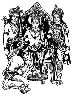 Rama Sita Lakshmana and Hanuman Traditional Indian Line Art Sketch, Rama Clipart, Clip Art, Clip Art on, hanuman sketch HD phone wallpaper